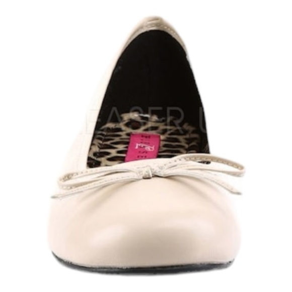 NEW Pleaser Anna 01 Ballet Flat Shoe Cream Faux Leather Pink Label Sz 11 FLAW - Picture 4 of 16